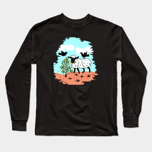 Sheep and Black Birds Long Sleeve T-Shirt